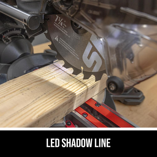 10 Amp 7-1/4 in Single Bevel Miter Saw with Compact Rail System and LED Shadow Line, Includes Carbide Blade and Quick Clamp
