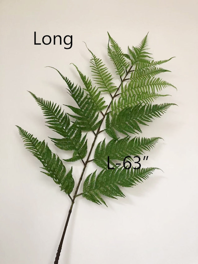 Long Stem Artificial Fern Leaves, Fake Tropical Plant Floral Arrangement, Home Decor, Wedding Party Supply