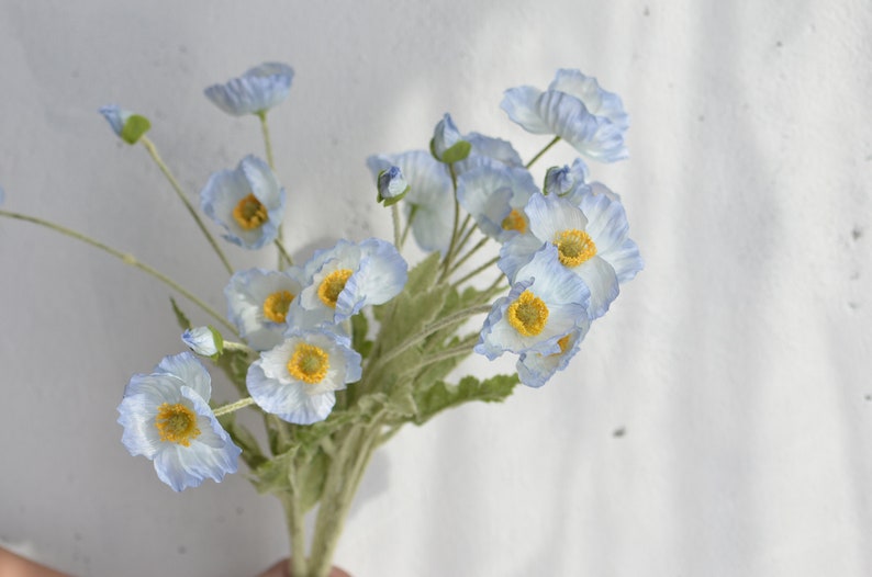 Artificial Poppy Flower Branch, 4 Heads, 23.5", Multi Colors