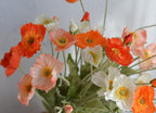 Artificial Poppy Flower Branch, 4 Heads, 23.5", Multi Colors