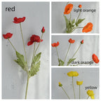 Artificial Poppy Flower Branch, 4 Heads, 23.5", Multi Colors