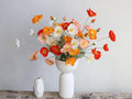 23.5" Silk Poppy Flower Spray, Red Orange Coral Pink White Artificial Wildflowers, 3 Heads with Bud, Flocked Green Stem