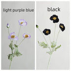23.5" Silk Poppy Flower Spray, Red Orange Coral Pink White Artificial Wildflowers, 3 Heads with Bud, Flocked Green Stem