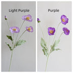 23.5" Silk Poppy Flower Spray, Red Orange Coral Pink White Artificial Wildflowers, 3 Heads with Bud, Flocked Green Stem