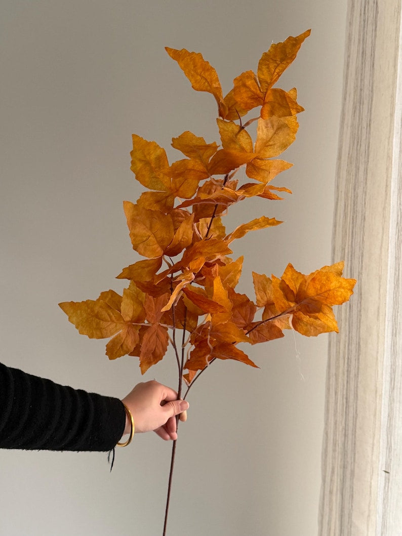 Artificial Maple Leaf Branch 40" Fall Foliage Stem Autumn Home Decor