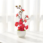 Artificial Plum Blossom Bonsai Tree, Small Faux Potted Plant, Desk Office Decor, 30cm