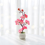 Artificial Plum Blossom Bonsai Tree, Small Faux Potted Plant, Desk Office Decor, 30cm