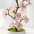 Artificial Plum Blossom Bonsai Tree, Small Faux Potted Plant, Desk Office Decor, 30cm