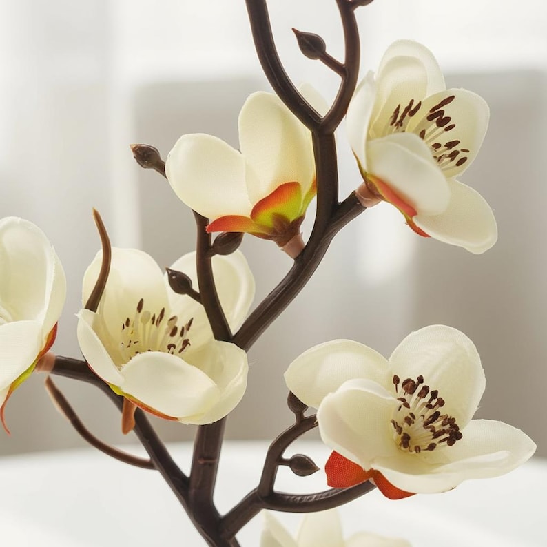 Artificial Plum Blossom Bonsai Tree, Small Faux Potted Plant, Desk Office Decor, 30cm