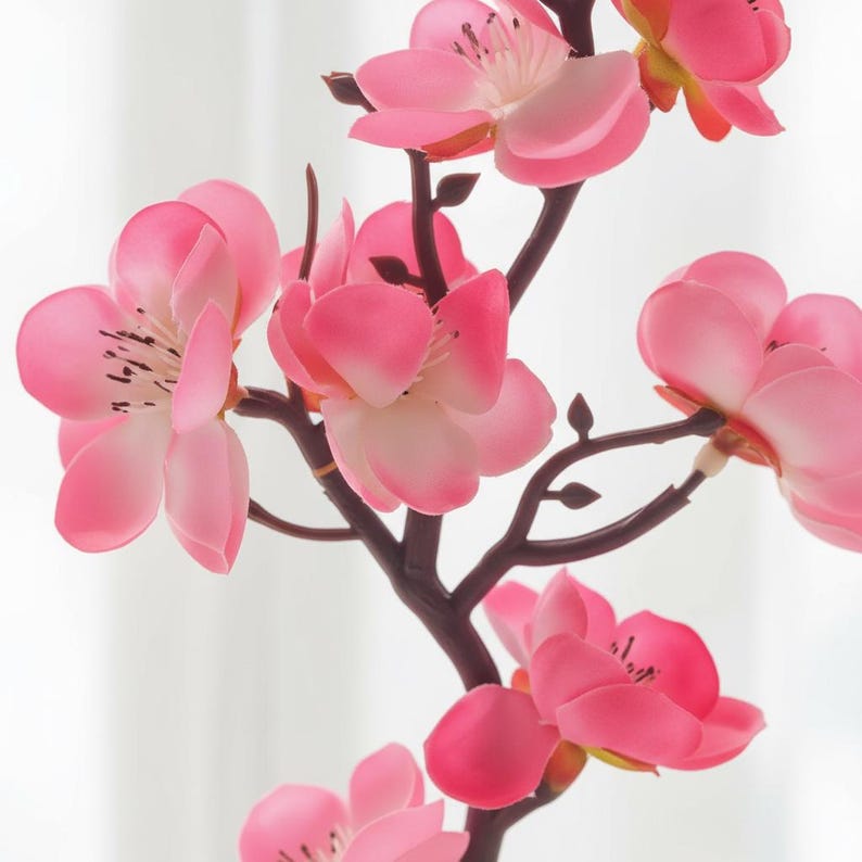 Artificial Plum Blossom Bonsai Tree, Small Faux Potted Plant, Desk Office Decor, 30cm