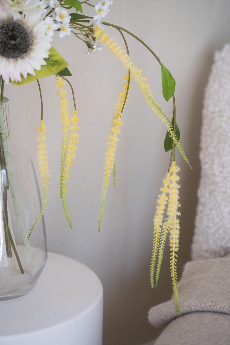 80 cm Artificial Flower Arrangement Summer Whisper Cascade Butter Yellow White