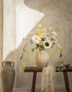 80 cm Artificial Flower Arrangement Summer Whisper Cascade Butter Yellow White